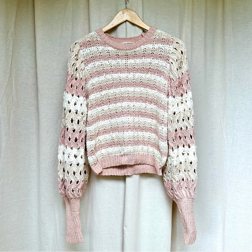 Ulla Johnson | Pink Knit Balloon Sleeve Pullover Rose Sweater (size M) - Picture 7 of 8